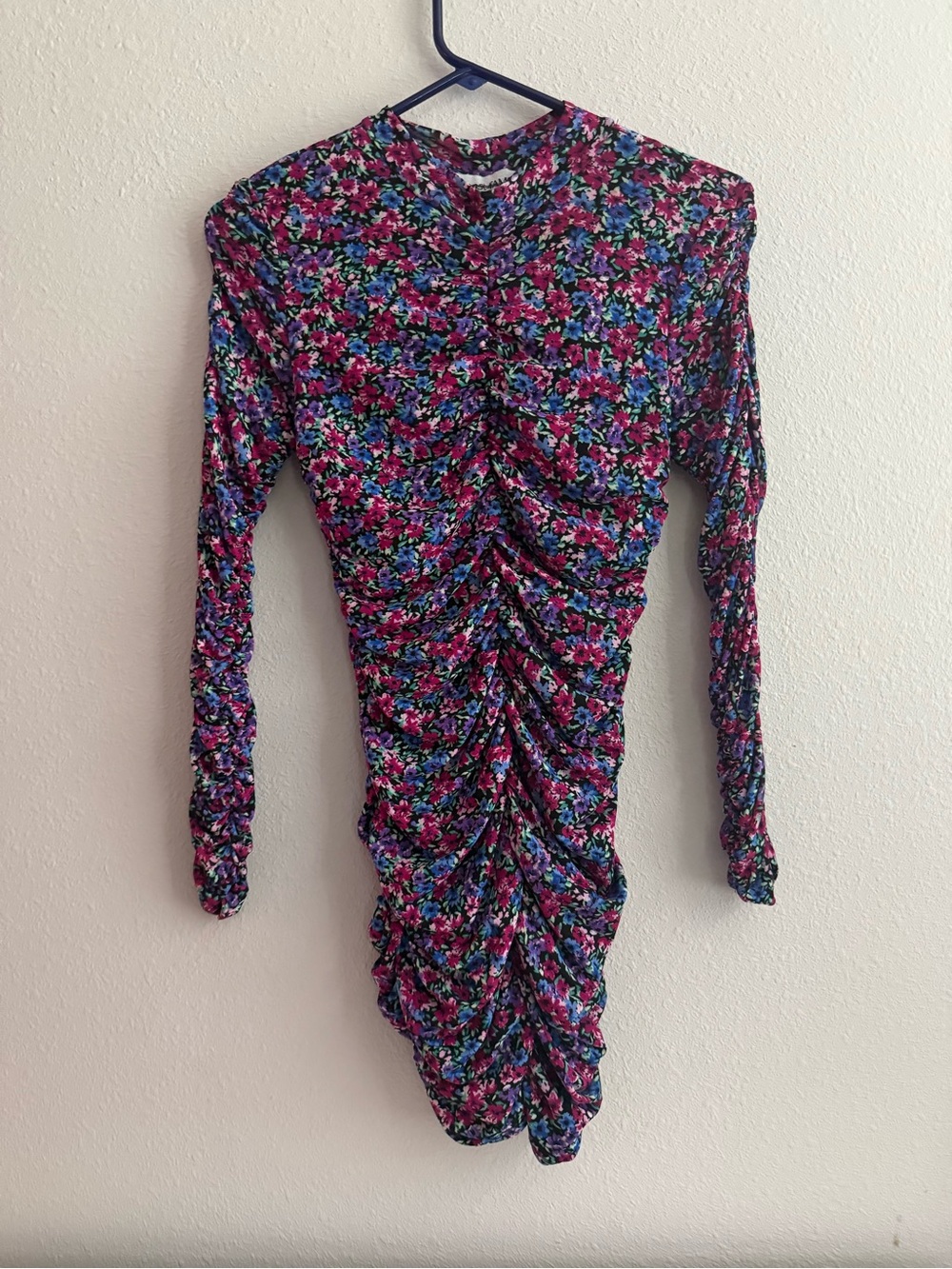 Almost Famous Multicolor Ruched Long-Sleeve Floral Bodycon Dress